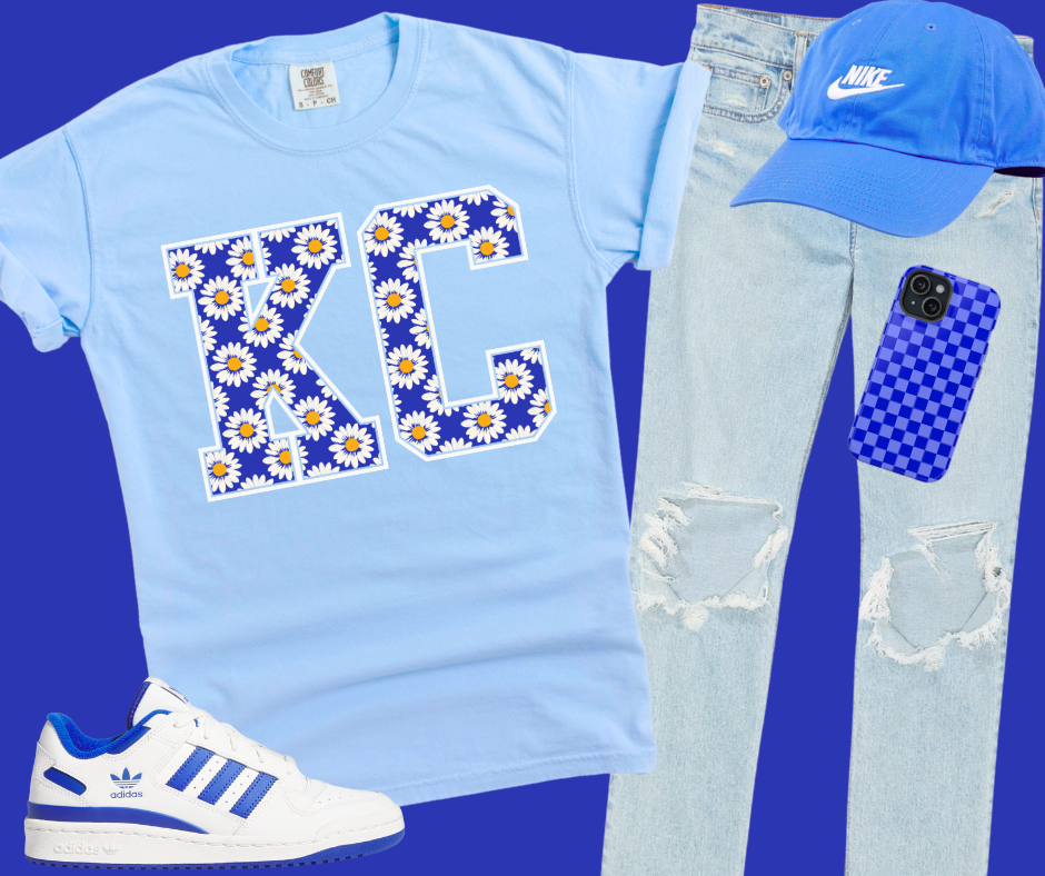 DTF TRANSFER ONLY - KC Daisy's Royal Blue