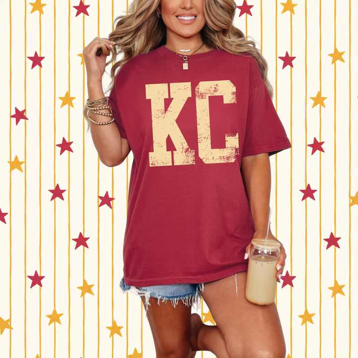 DTF TRANSFER ONLY  - Yellow Distressed KC
