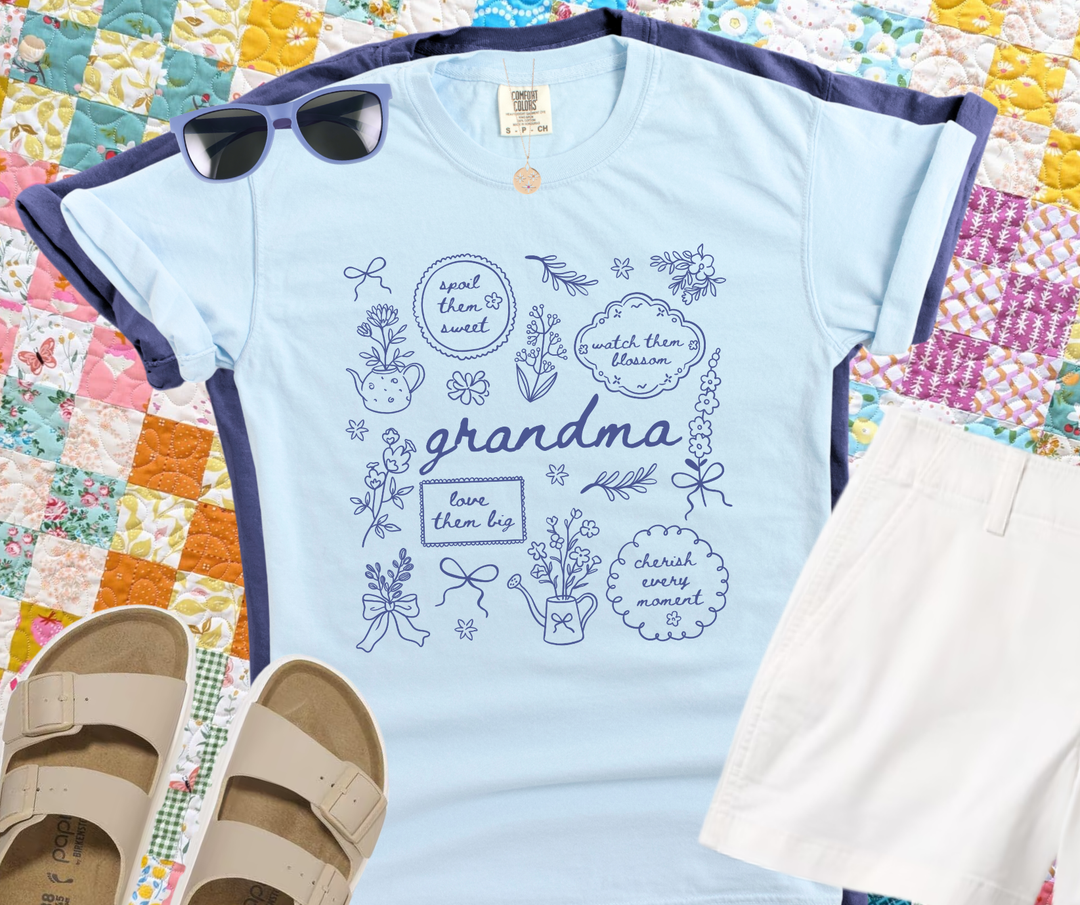 DTF TRANSFER ONLY - Blue GRANDMA Collage