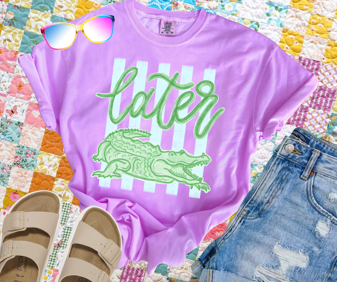 DTF TRANSFER ONLY - Striped Later Gator