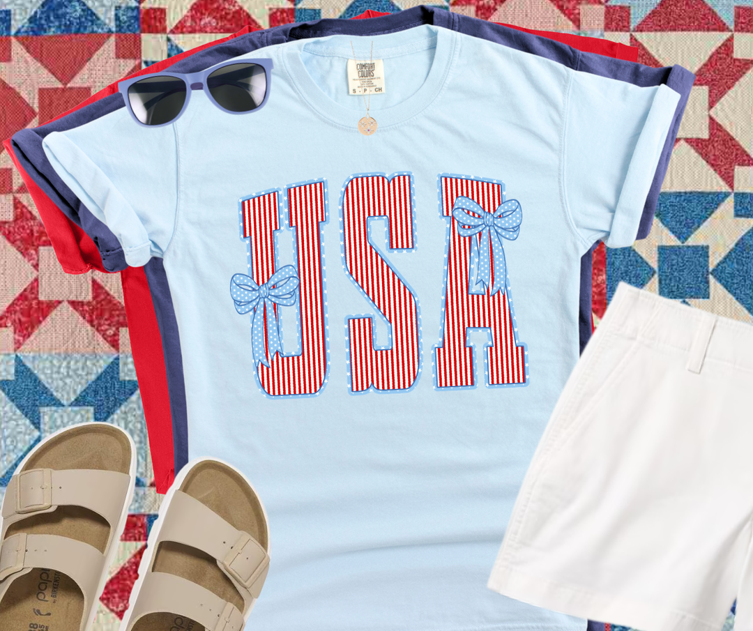 DTF TRANSFER ONLY - Pinstriped Coquette USA