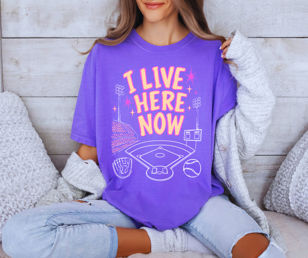 DTF TRANSFER ONLY - I Live Here Now Baseball Field/Stadium
