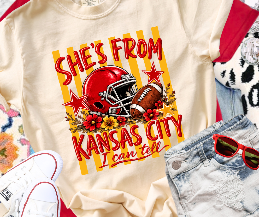 DTF TRANSFER ONLY - She's From Kansas City, I Can Tell - Striped