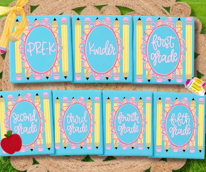 DTF TRANSFER ONLY - Pencil Frame Grade Level (Select Your Grade Level)