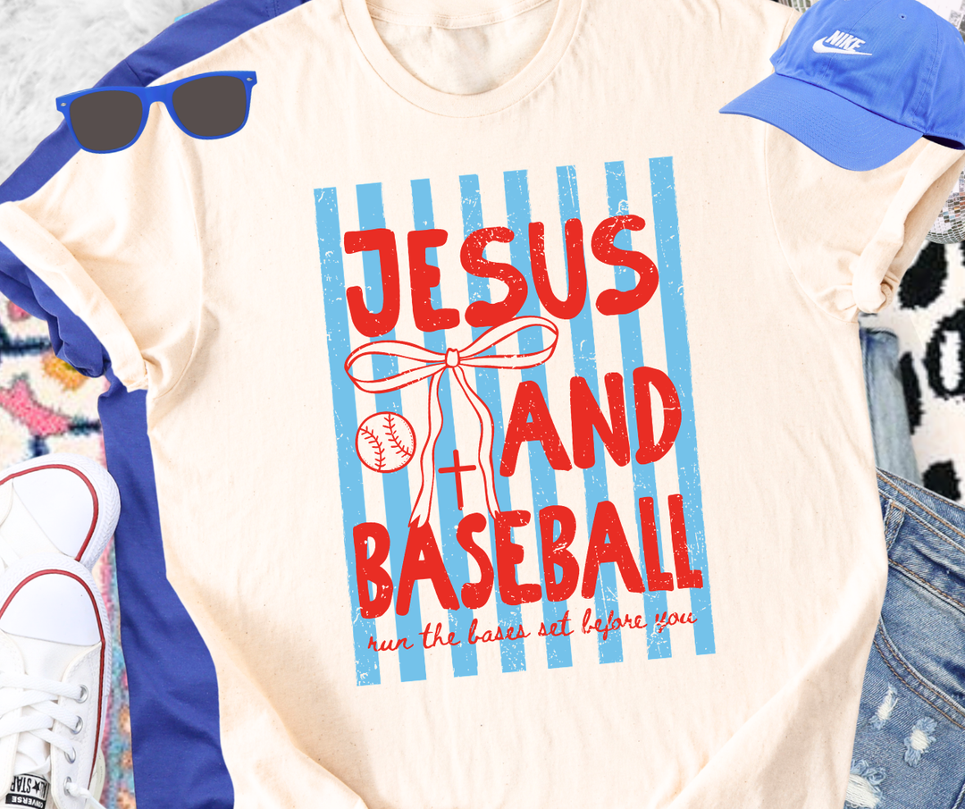 DTF TRANSFER ONLY - Jesus and Baseball Run the Bases Set Before You