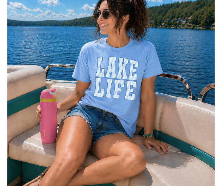 DTF TRANSFER ONLY - Blue Striped Lake Life