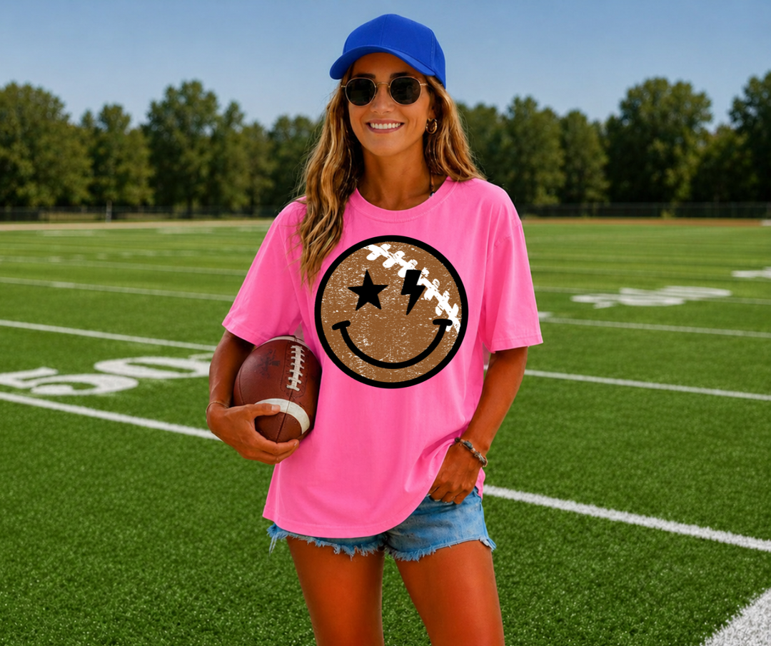 DTF TRANSFER ONLY - Football Smiley Face