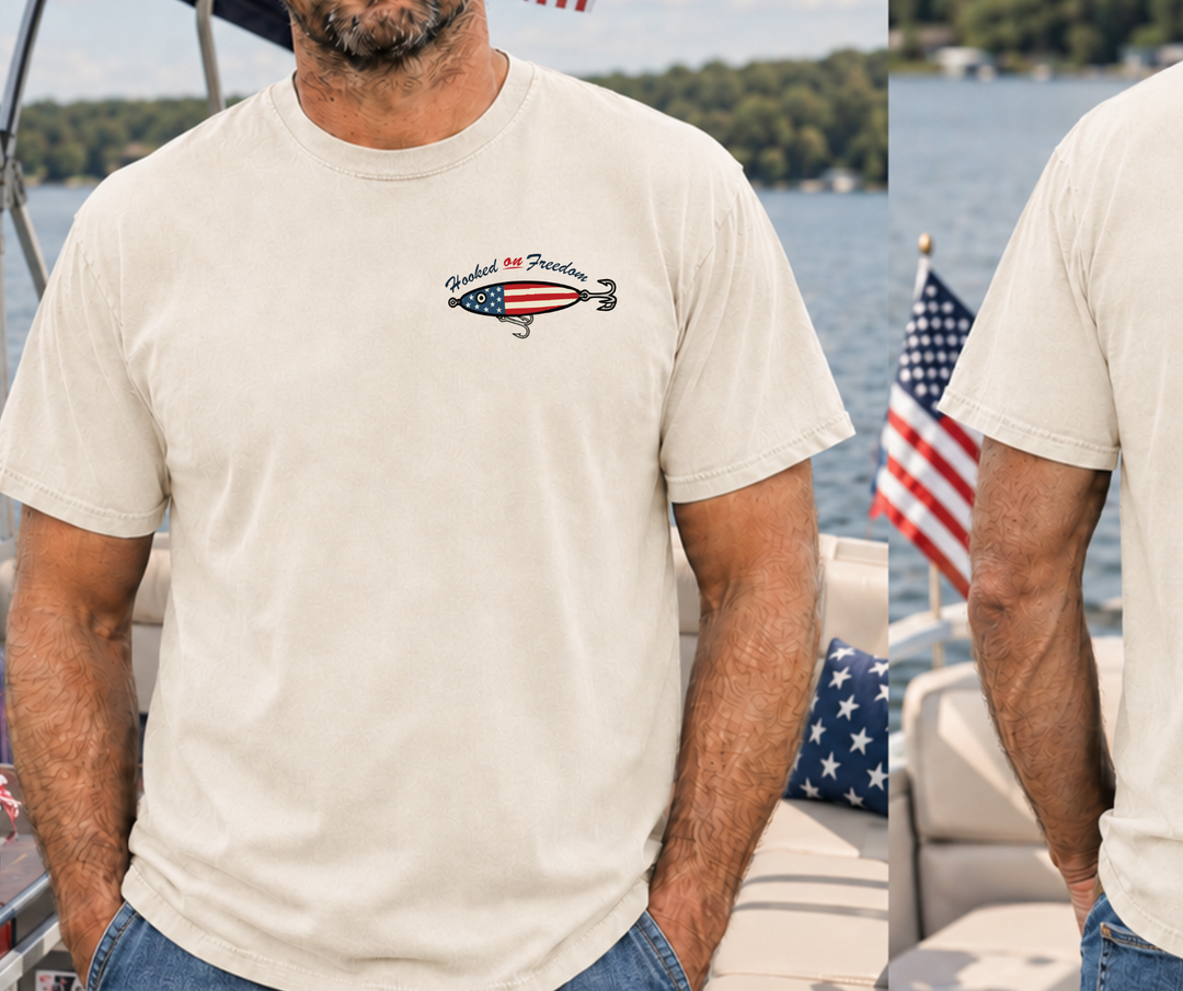 DTF TRANSFER ONLY - Pocket/Back Hooked on Freedom