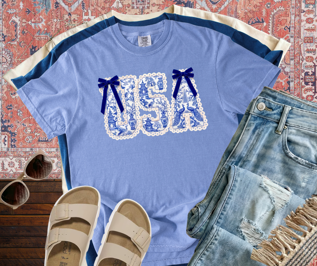 DTF TRANSFER ONLY - Blue Coquette USA