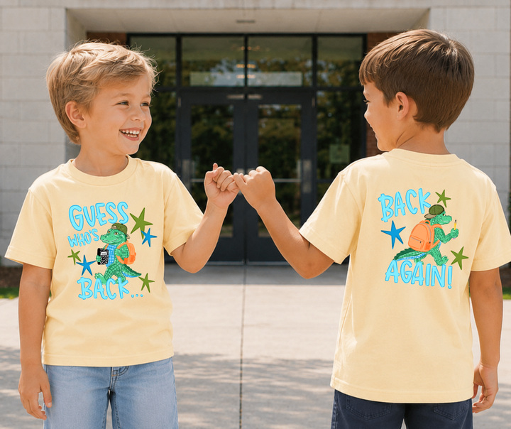 DTF TRANSFER ONLY - Blue/Boy Guess Who's Back, Back Again - (FRONT & BACK DESIGN INCLUDED)