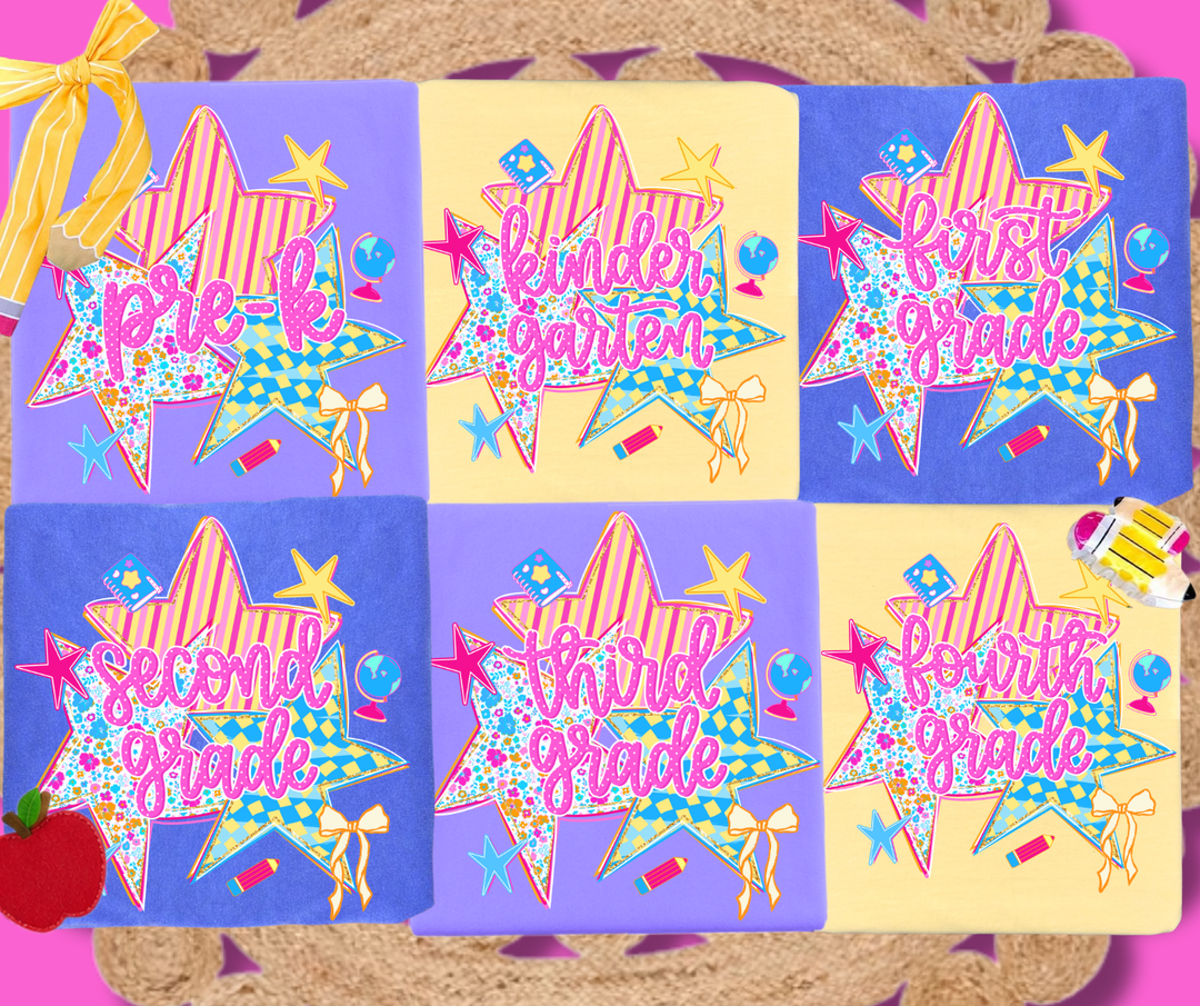 DTF TRANSFER ONLY - Girl Stars Grade Level (Select Your Grade Level)