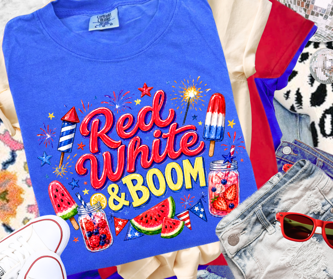 DTF TRANSFER ONLY - Red White & Boom