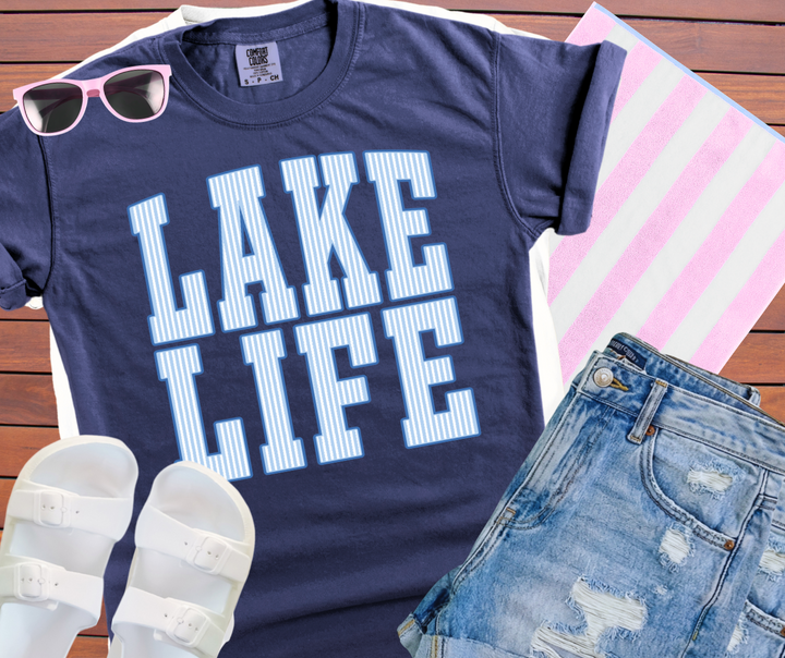 DTF TRANSFER ONLY - Blue Striped Lake Life
