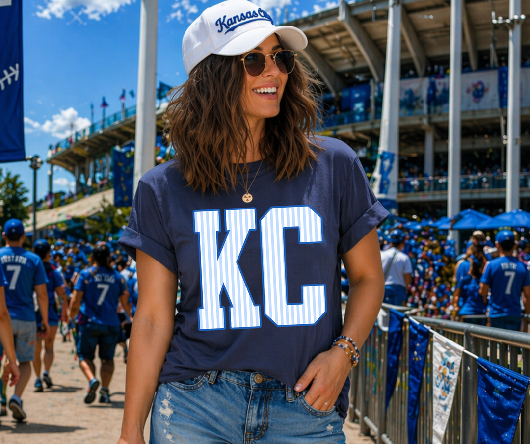 DTF TRANSFER ONLY - KC Blue Stripes