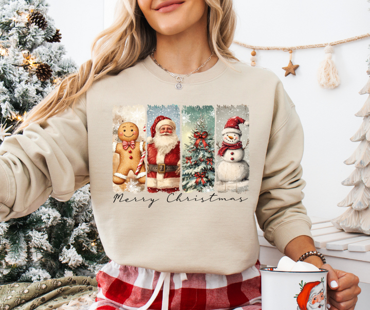 DTF TRANSFER ONLY  - Merry Christmas Vintage Design (BLACK WRITING)