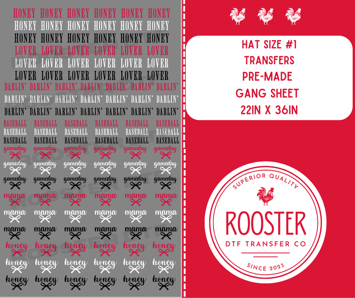 DTF TRANSFER ONLY  - TRUCKER HAT PRE-MADE GANG SHEET #1 (22x36in)