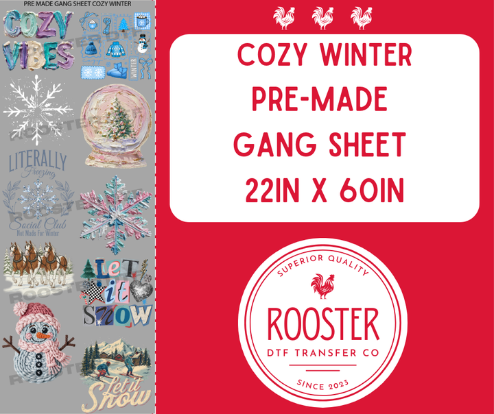 DTF TRANSFER ONLY  - COZY WINTER PRE-MADE GANG SHEET (22x60in)