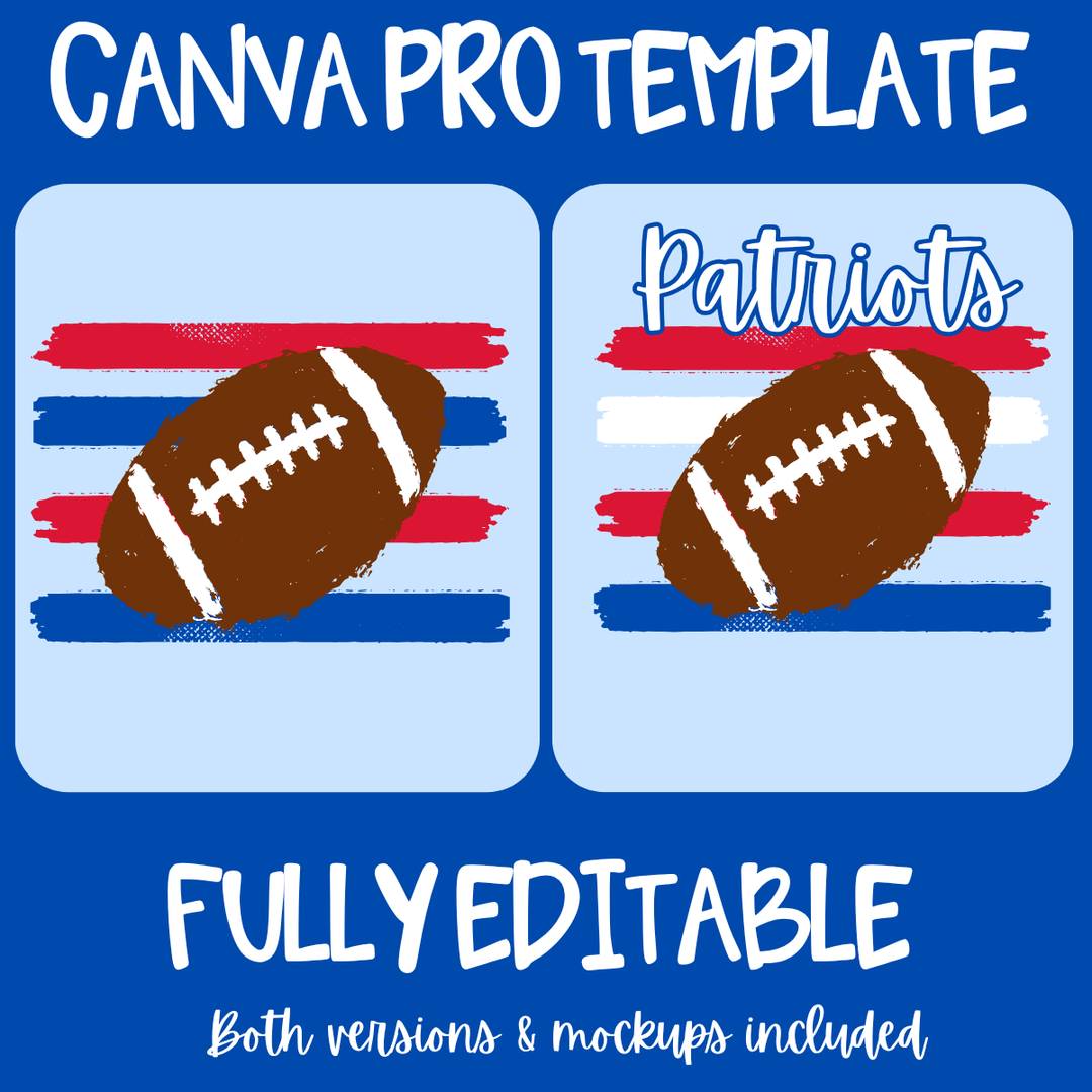 DIGITAL DOWNLOAD ONLY - Custom Distressed Football Striped Template - FULL EDITABLE CANVA PRO TEMPLATE