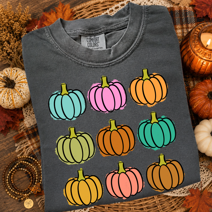 DTF TRANSFER ONLY  - Colorful Pumpkins Pattern