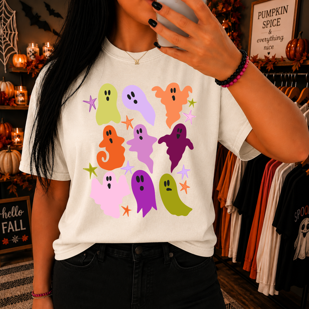 DTF TRANSFER ONLY  - Fall Colored Ghost Collage