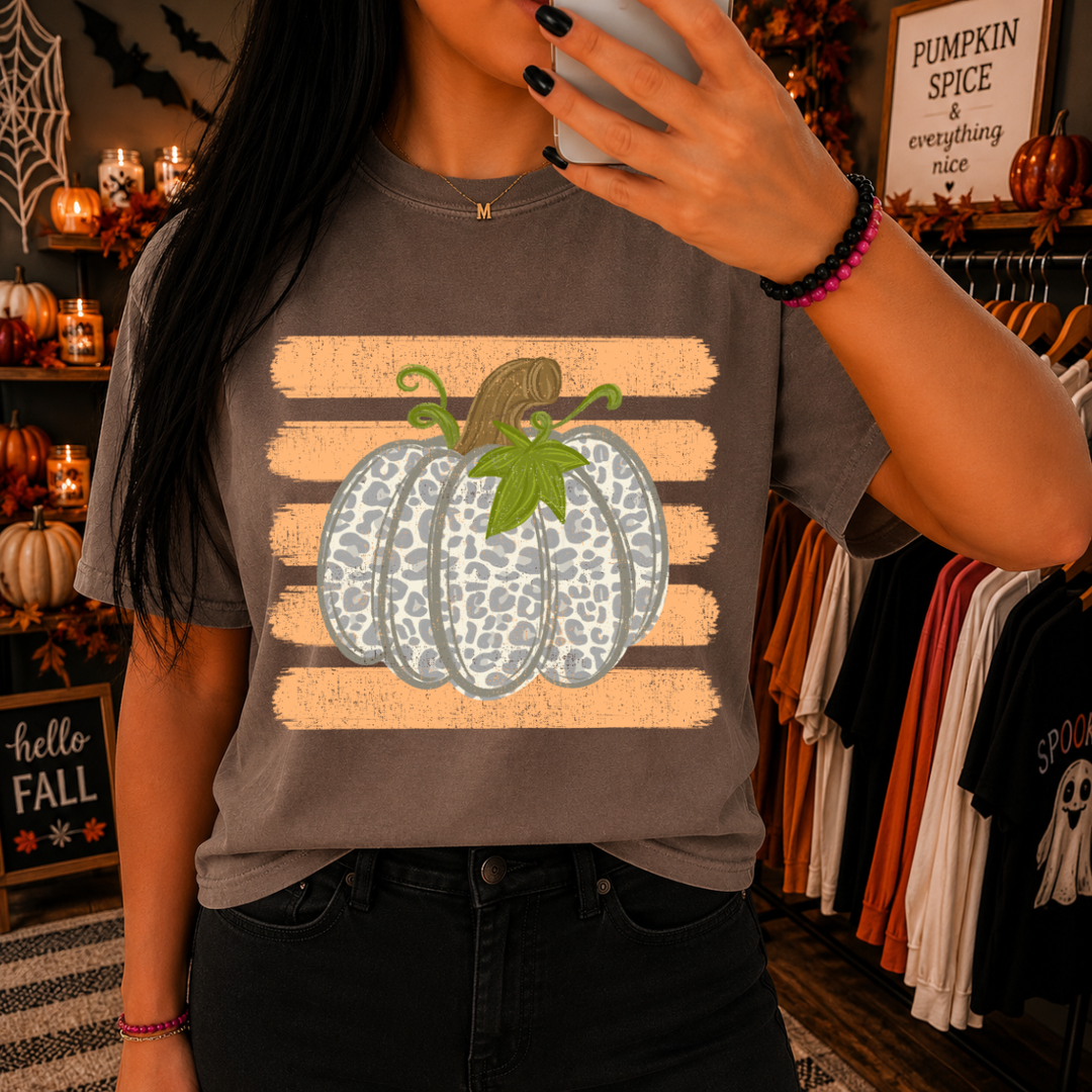 DTF TRANSFER ONLY  - Grey Leopard Pumpkin