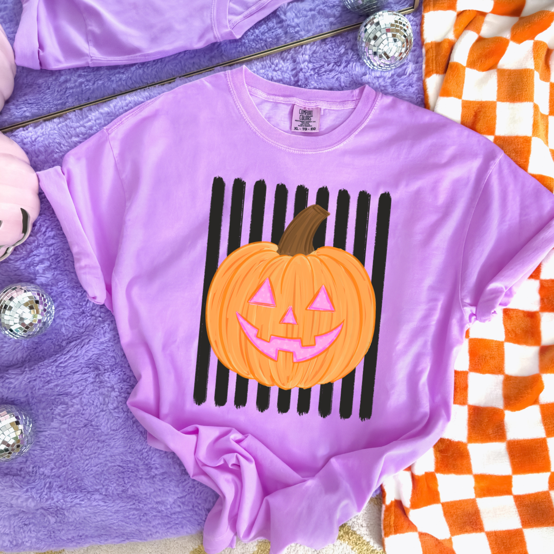 DTF TRANSFER ONLY  - Stripped Pumpkin Jack-O-Lantern
