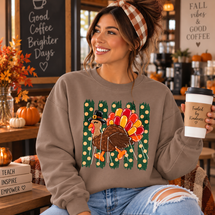 DTF TRANSFER ONLY  - Striped Turkey Balloon
