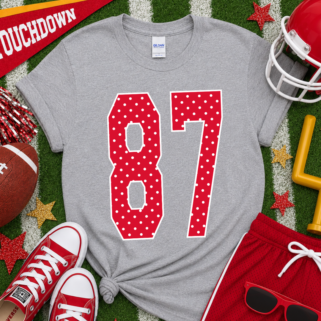 DTF TRANSFER ONLY  - Red/White Polkadots 87 Tall Letters