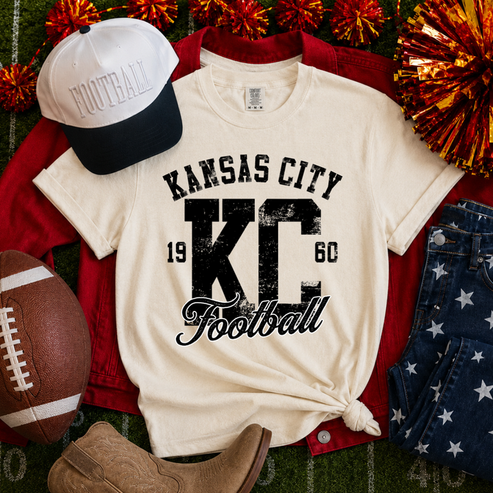 DTF TRANSFER ONLY  - Black Distressed Kansas City Football