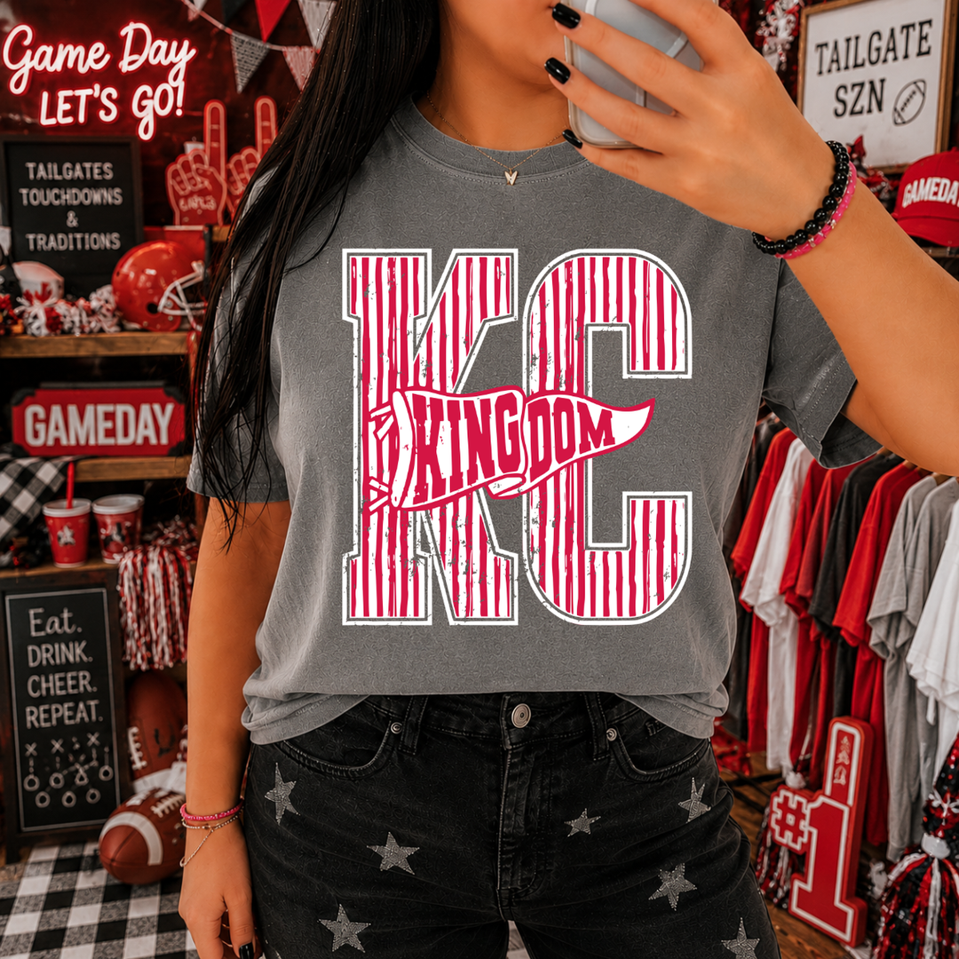 DTF TRANSFER ONLY  - White/Red Distressed KC Football Banner