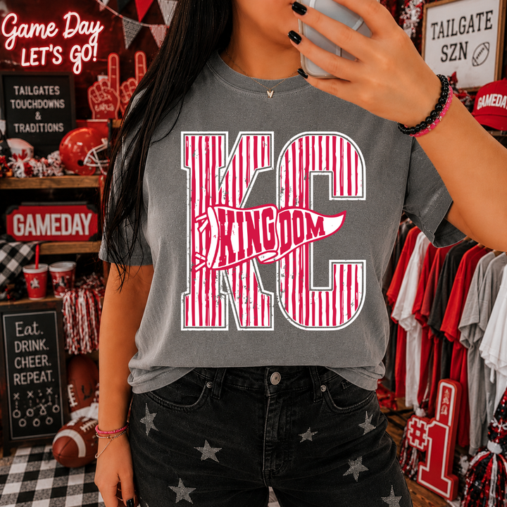 DTF TRANSFER ONLY  - White/Red Distressed KC Football Banner