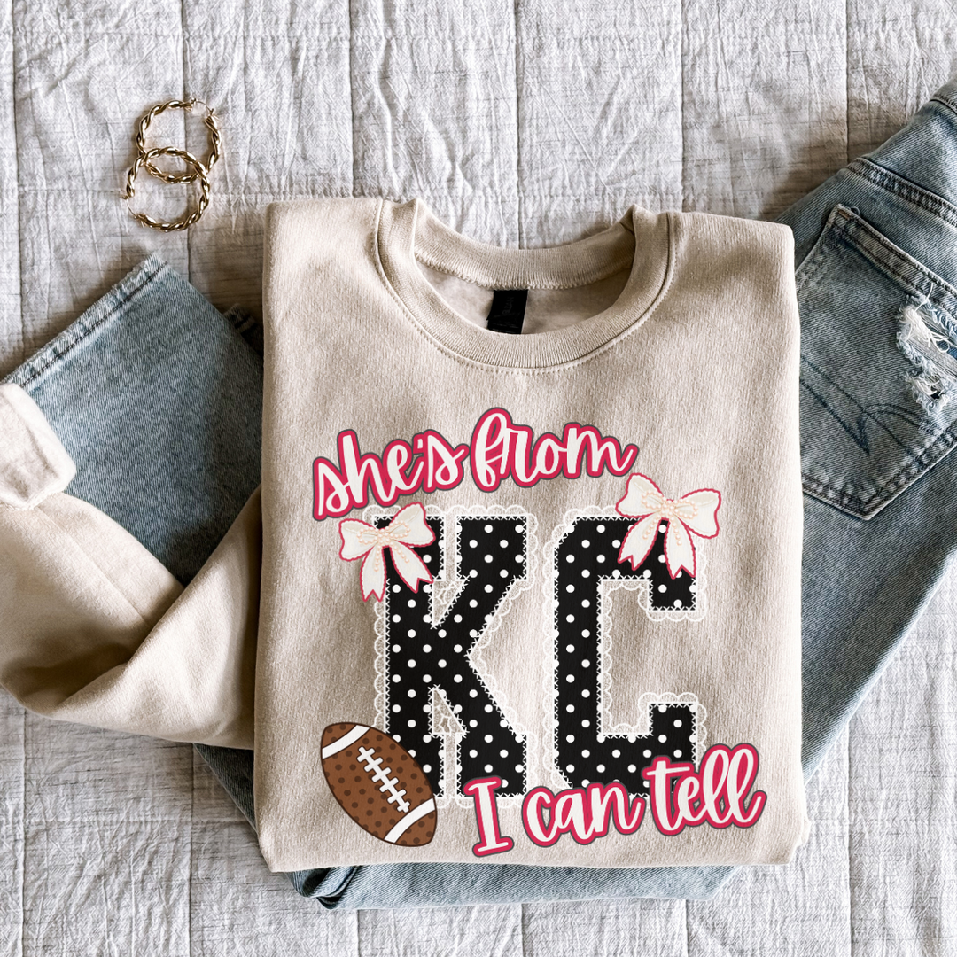 DTF TRANSFER ONLY  - She's from KC I Can Tell Polkadot Lace Letters