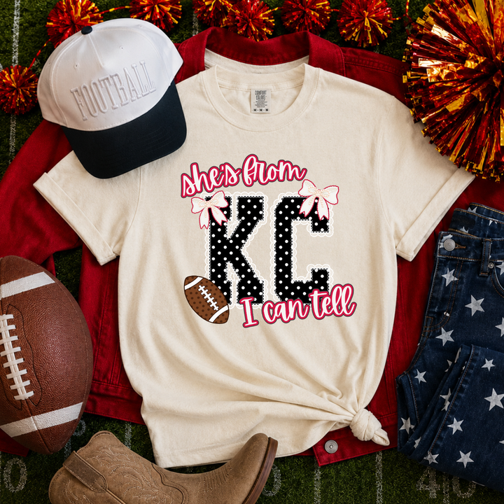 DTF TRANSFER ONLY  - She's from KC I Can Tell Polkadot Lace Letters