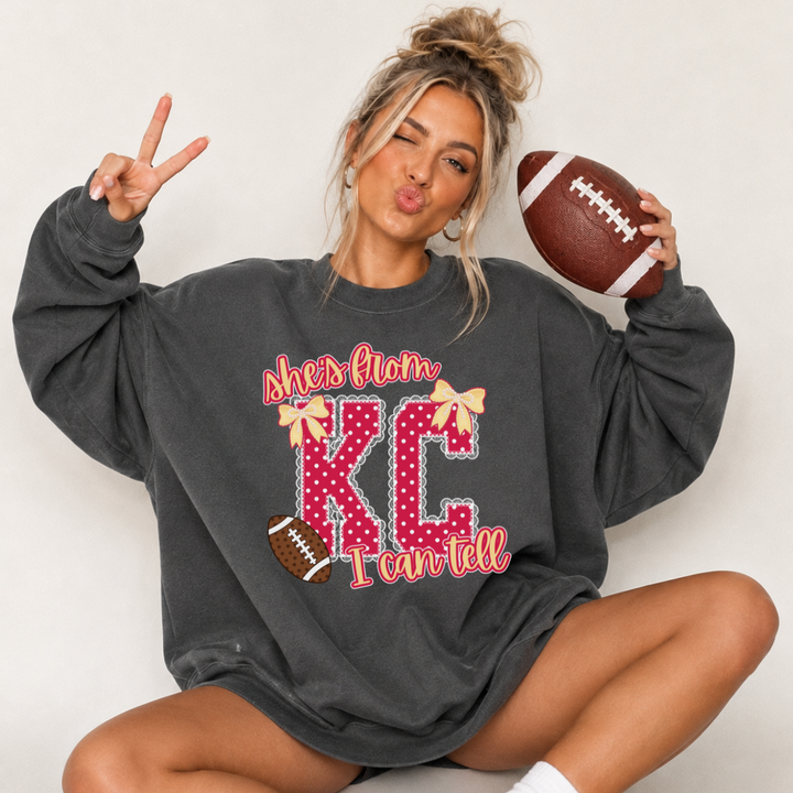 DTF TRANSFER ONLY  - She's from KC I Can Tell Polkadot Lace Letters