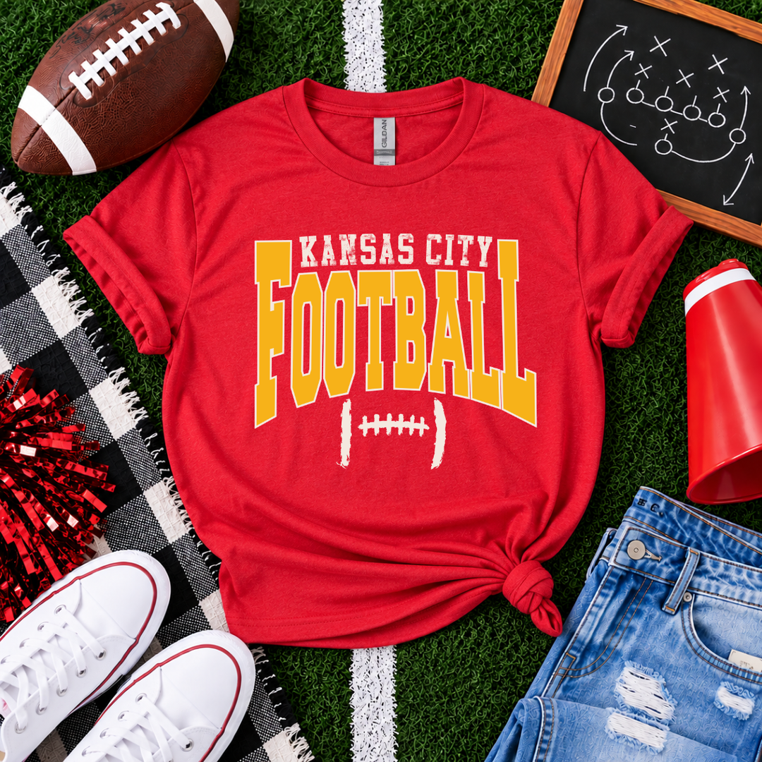 DTF TRANSFER ONLY  - Kansas City Football Distressed Laces (WhiteYellow Ink)