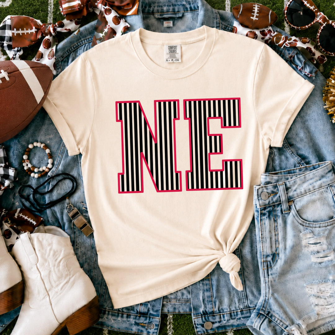 DTF TRANSFER ONLY  - Red/Black N-E Letters