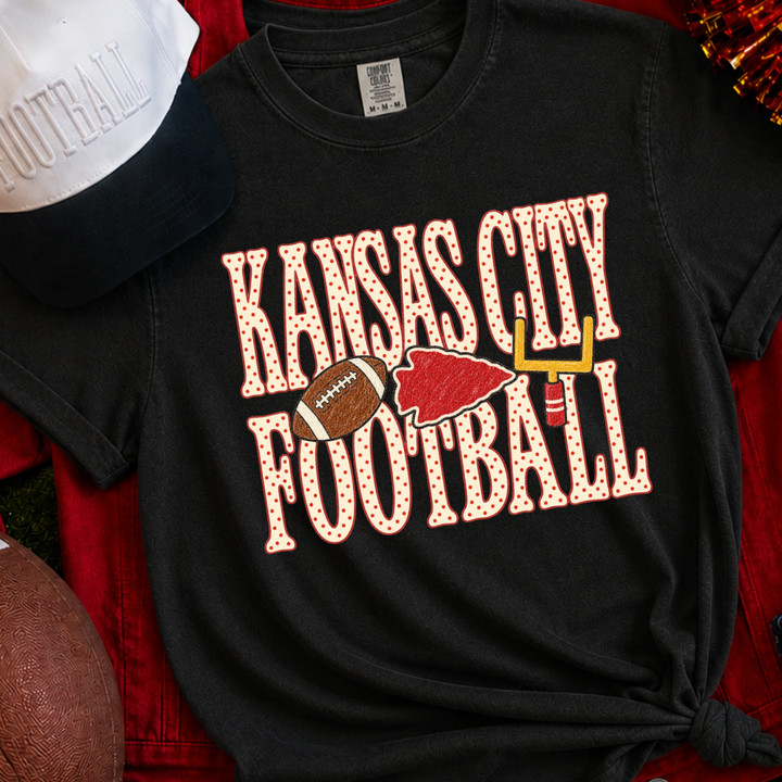 DTF TRANSFER ONLY  - Kansas City Polkadot Letters - Football-Arrowhead-FieldGoal