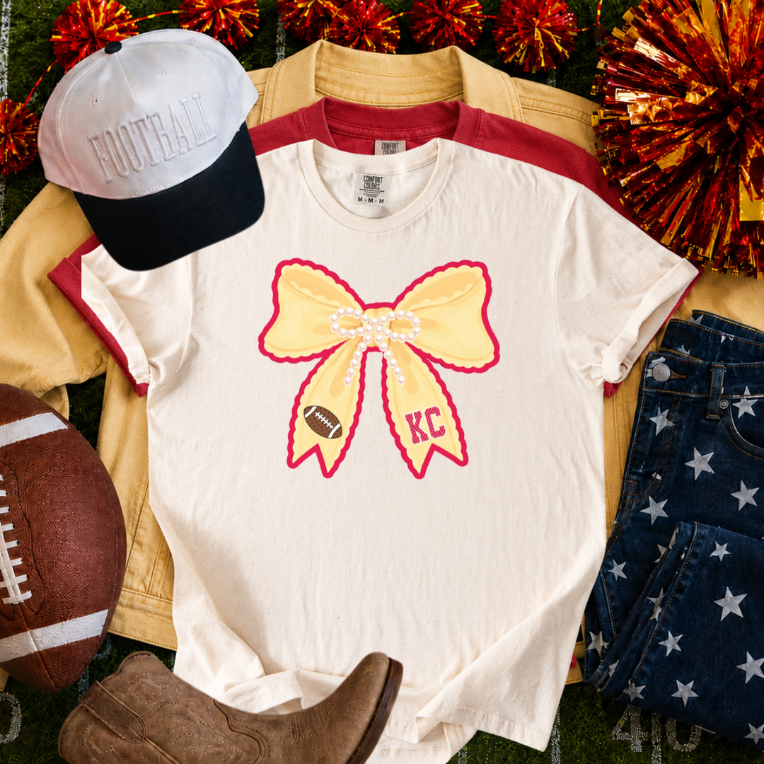 DTF TRANSFER ONLY  - Yellow KC Football Bow