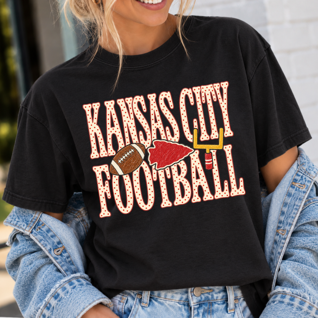 DTF TRANSFER ONLY  - Kansas City Polkadot Letters - Football-Arrowhead-FieldGoal