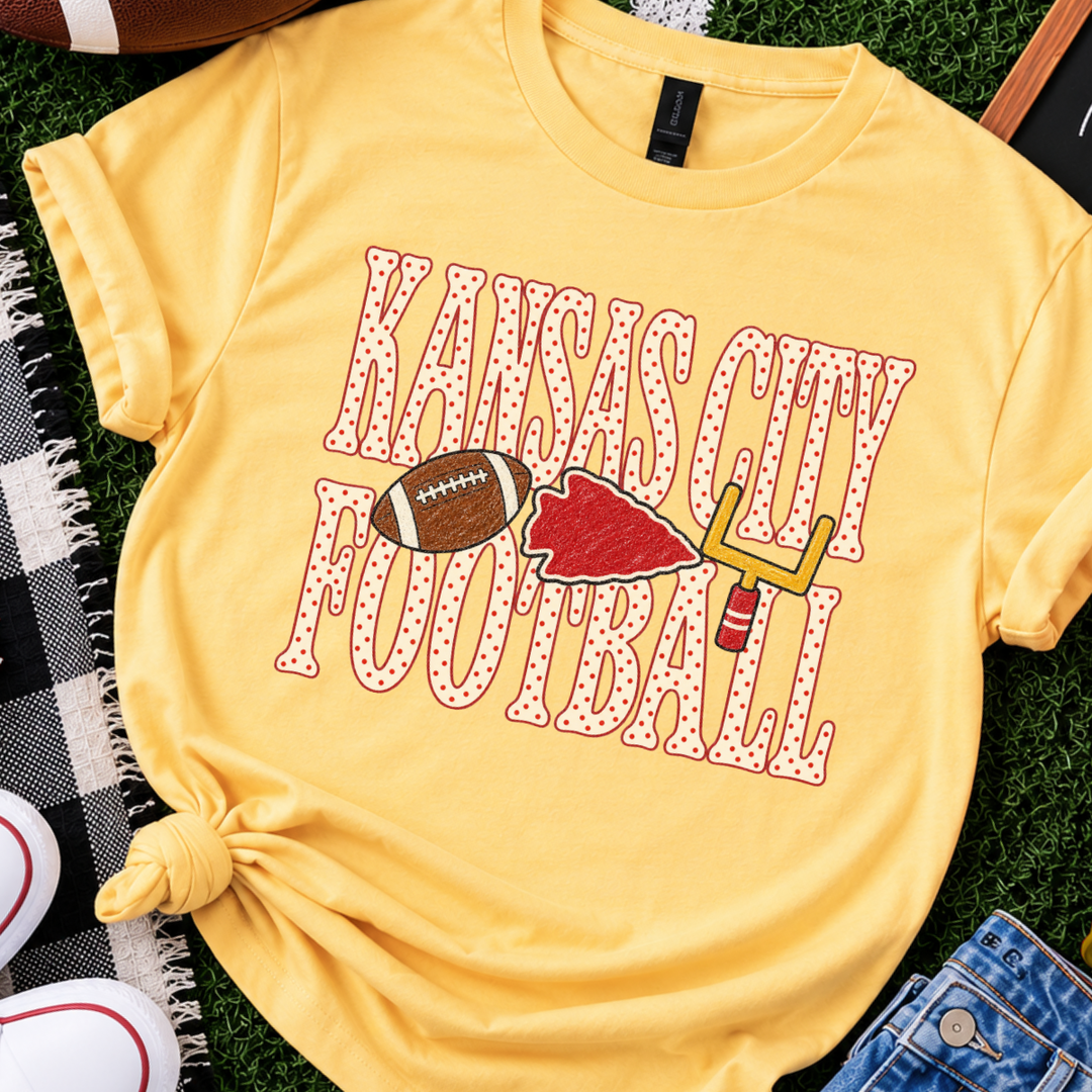 DTF TRANSFER ONLY  - Kansas City Polkadot Letters - Football-Arrowhead-FieldGoal