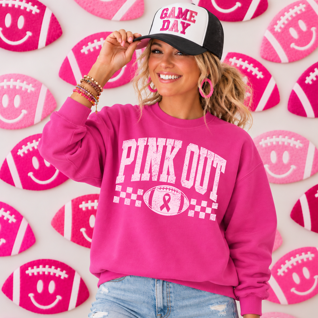 DTF TRANSFER ONLY - Checkered Pink Out Football