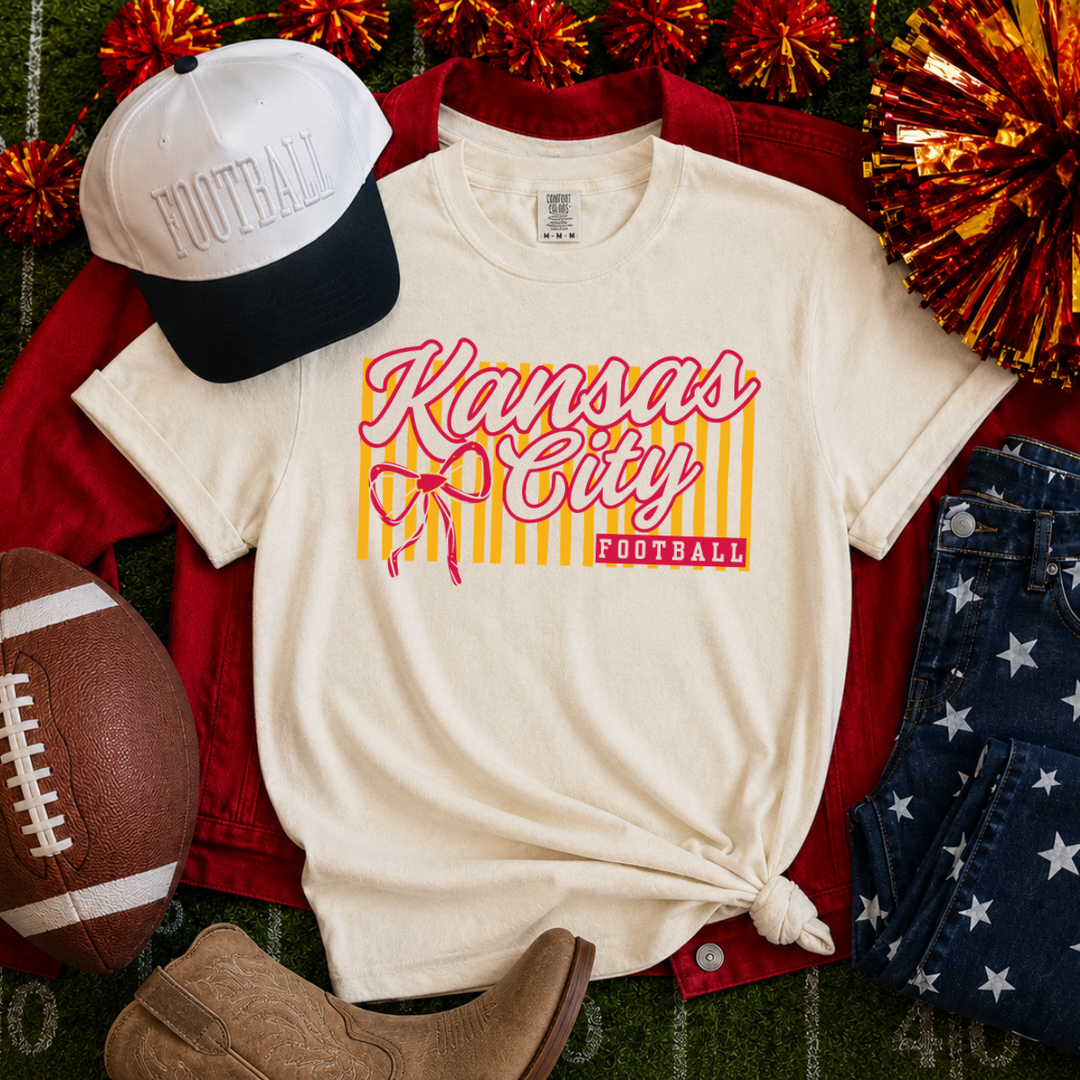 DTF TRANSFER ONLY  - Gold Striped Kansas City Script