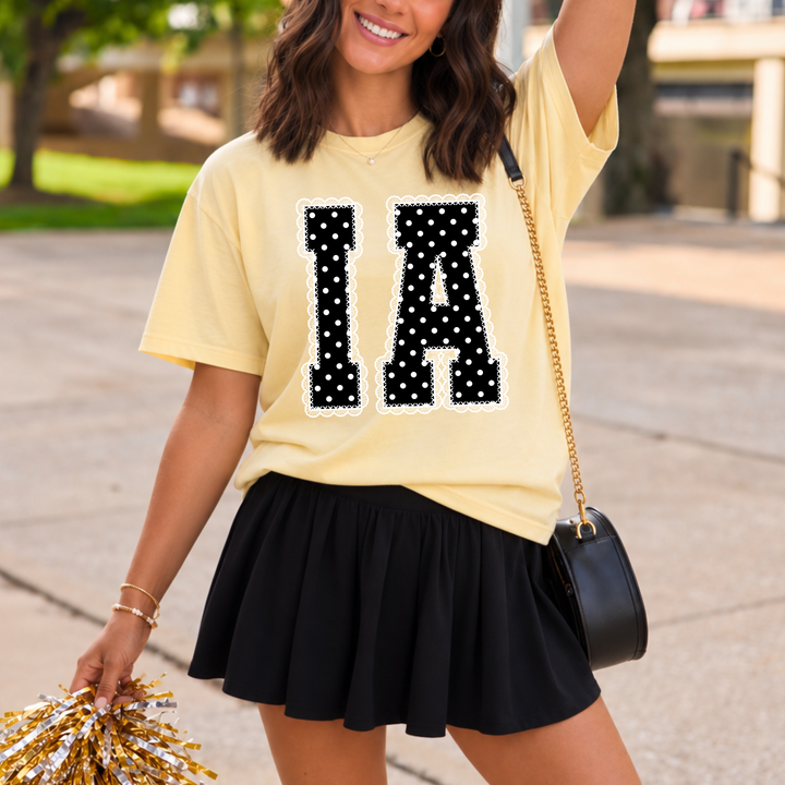 DTF TRANSFER ONLY  - Black/White Polkadot Lace I-A Letters