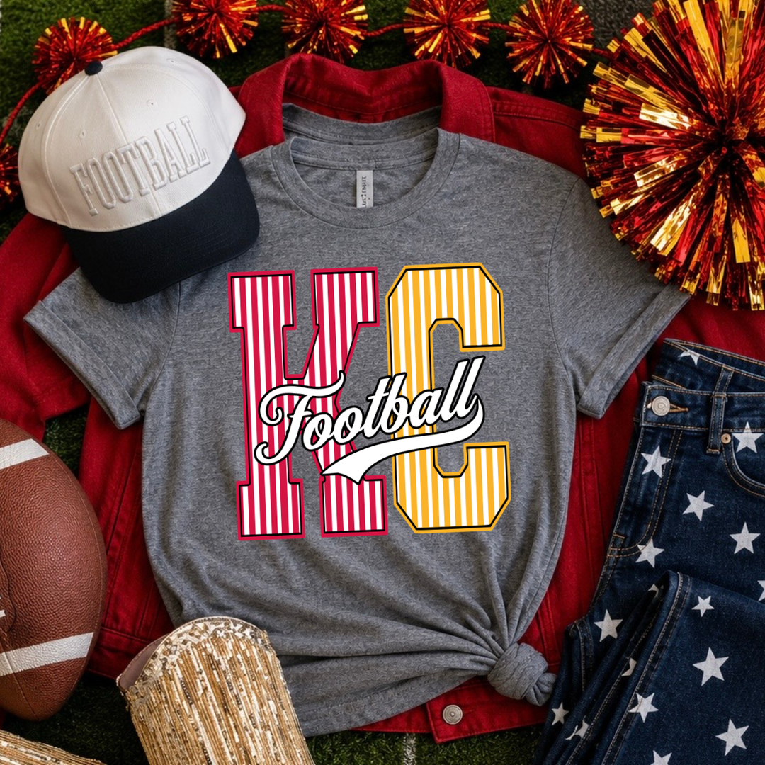 DTF TRANSFER ONLY  - Red/Gold KC Football White Script