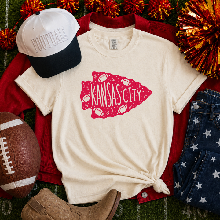 DTF TRANSFER ONLY  - Red Kansas City Football Arrowhead