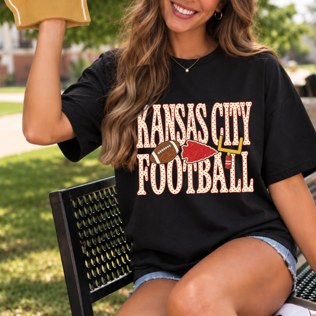 DTF TRANSFER ONLY  - Kansas City Polkadot Letters - Football-Arrowhead-FieldGoal