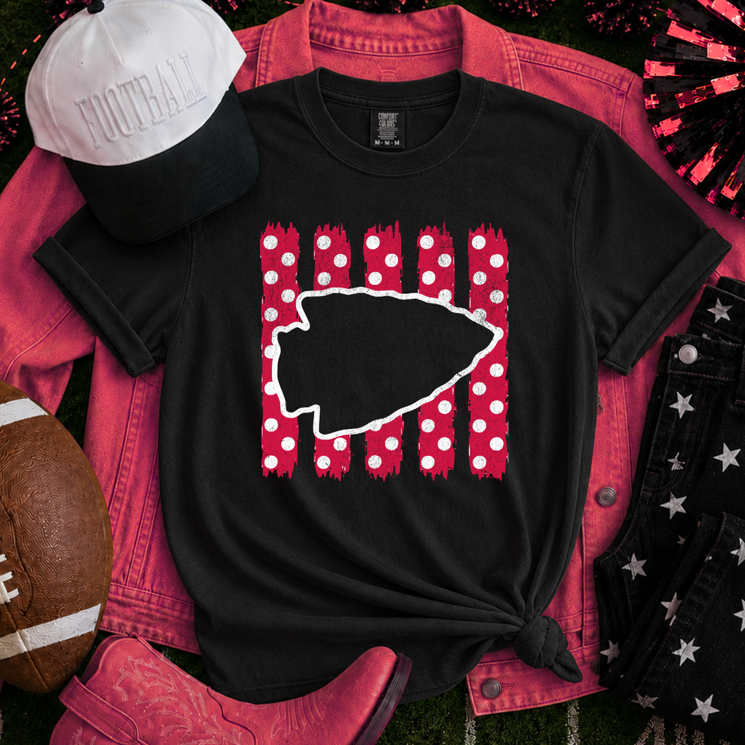 DTF TRANSFER ONLY  - Cutout Arrowhead Red Polkadot Stripes