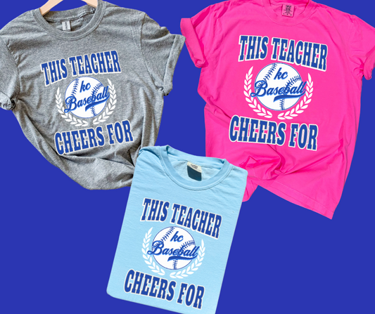 DTF TRANSFER ONLY -Blue This Teacher Cheers For KC Baseball Icon