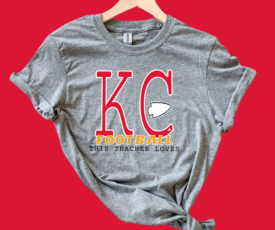 DTF TRANSFER ONLY -Red & Yellow This Teacher Loves KC Football