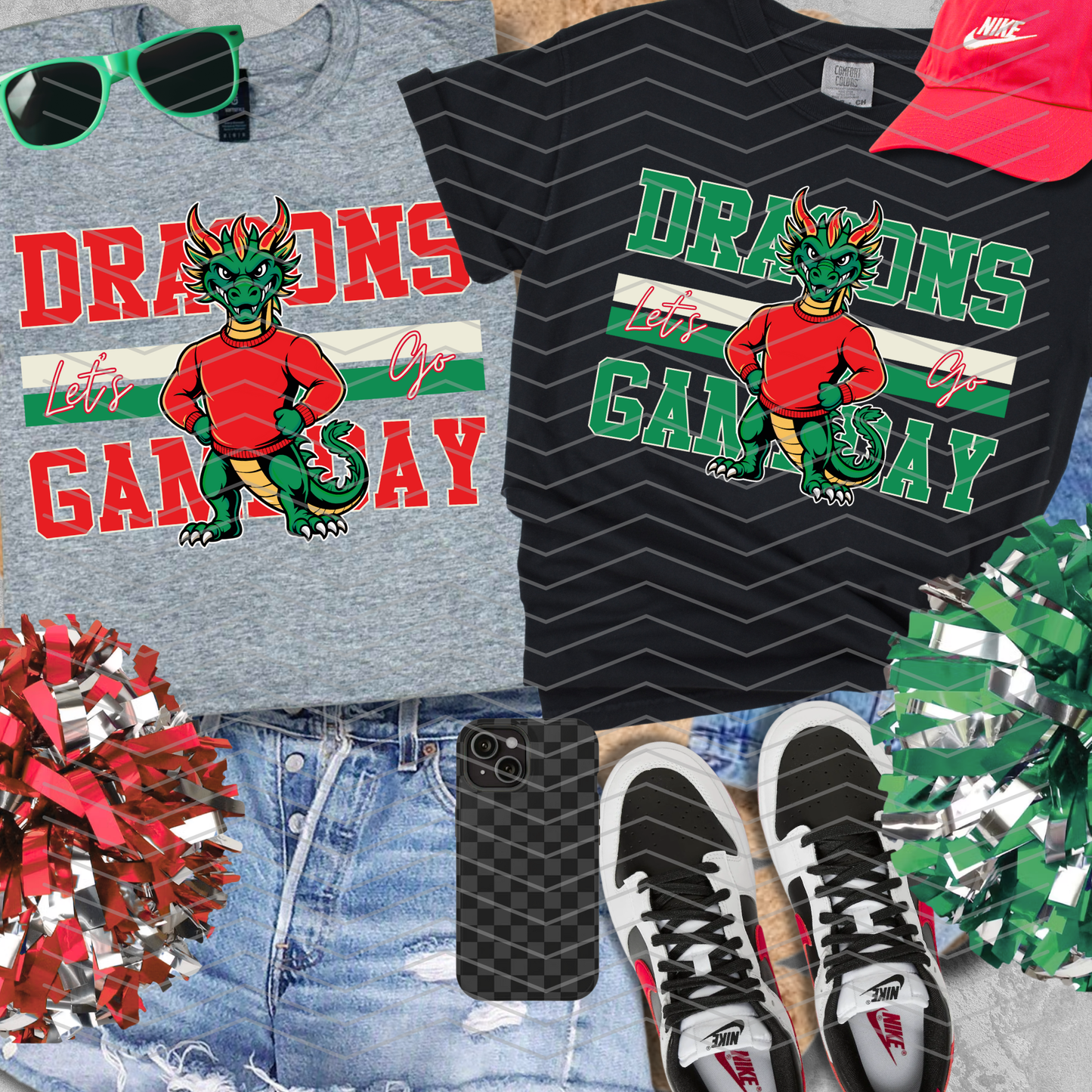 DIGITAL DOWNLOAD ONLY - Customizable - Retro DRAGONS Mascot Canva Template